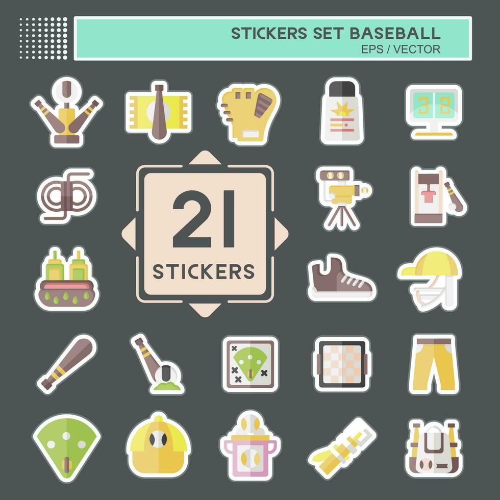 Sticker Set Baseball. related to Sport symbol. simple design editable. simple illustration vector