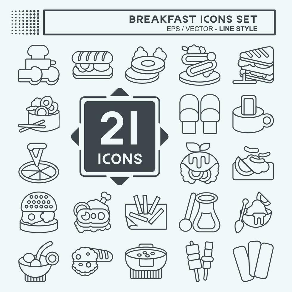 Icon Set Breakfast. related to Food, Diner symbol. line style. simple design editable. simple illustration vector