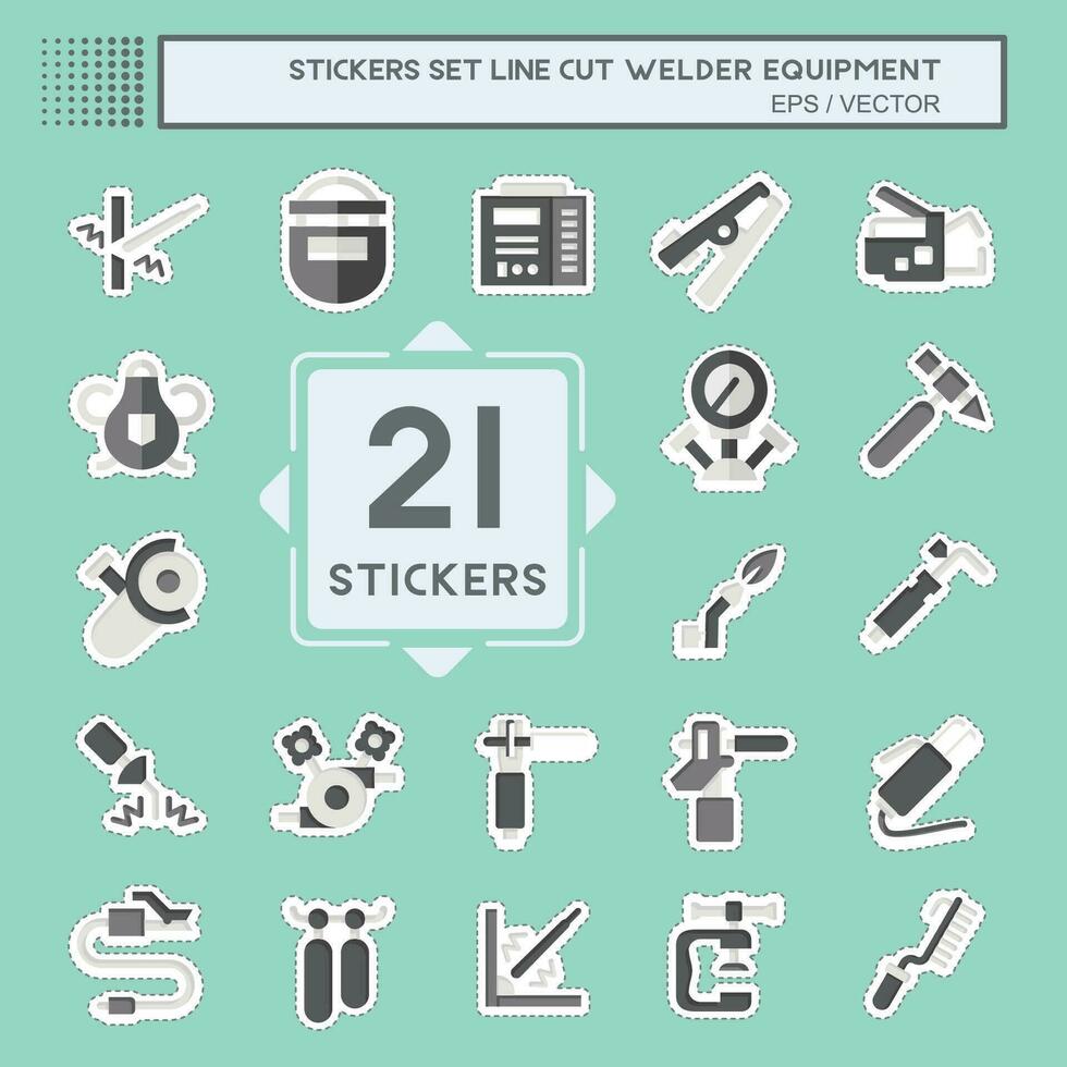 Sticker line cut Set Welder Equipment. related to Building Tool symbol. simple design editable. simple illustration vector