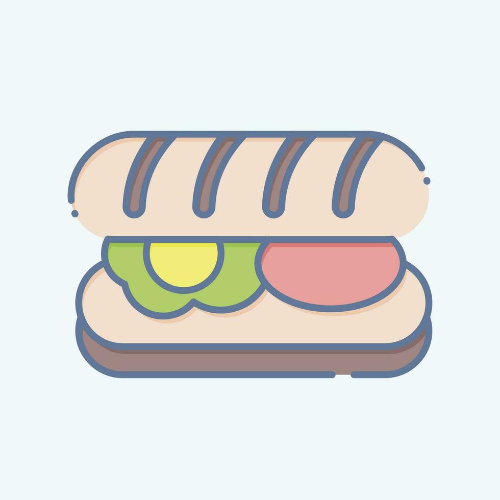 Icon Submarine Roll. related to Breakfast symbol. doodle style. simple design editable. simple illustration vector