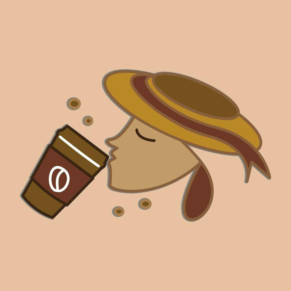 Coffee. Banner for cafe, restaurant, coffee dreams theme. coffee cup icon in the line style. vector illustration on a brown background