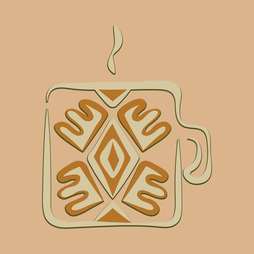 Coffee. Banner for cafe, restaurant, coffee dreams theme. coffee cup icon in the line style. vector illustration on a brown background