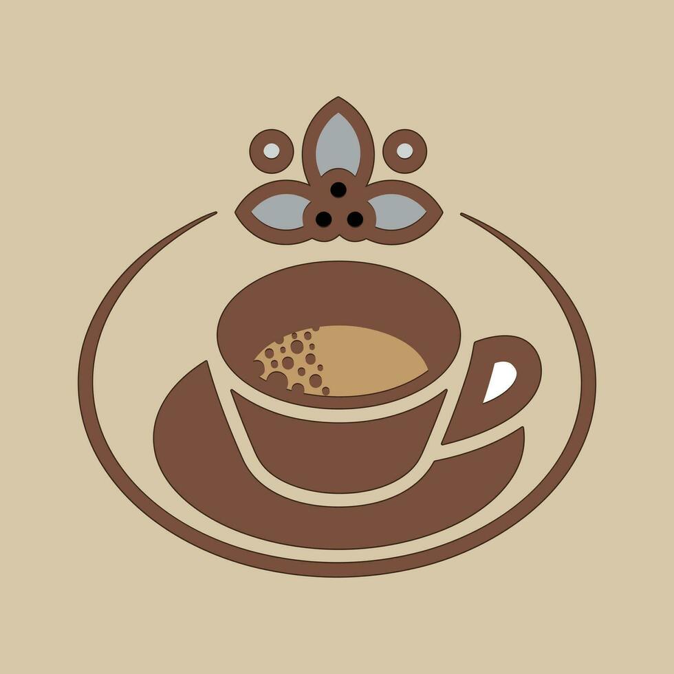 Coffee. Banner for cafe, restaurant, coffee dreams theme. coffee cup icon in the line style. vector illustration on a brown background