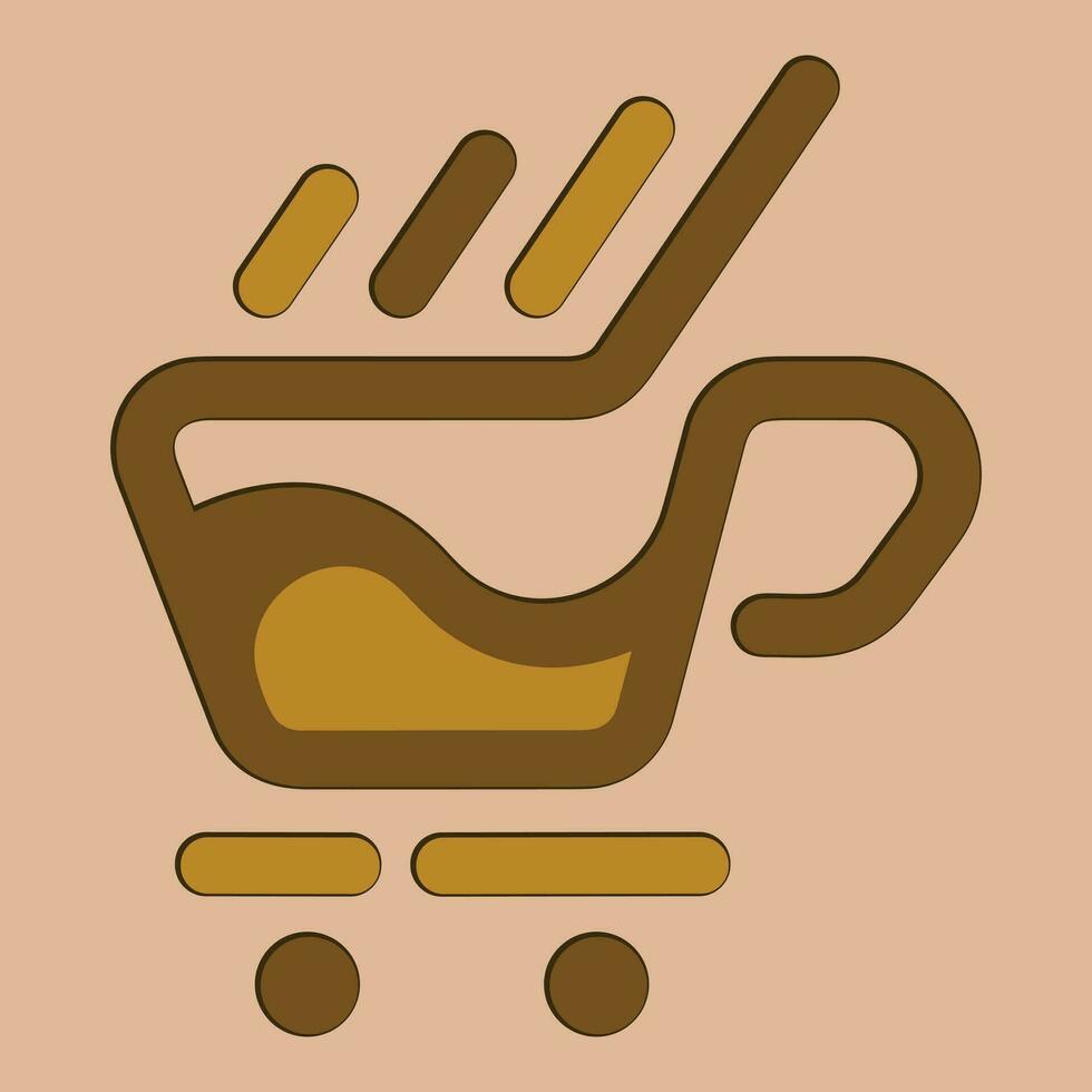 Coffee. Banner for cafe, restaurant, coffee dreams theme. coffee cup icon in the line style. vector illustration on a brown background