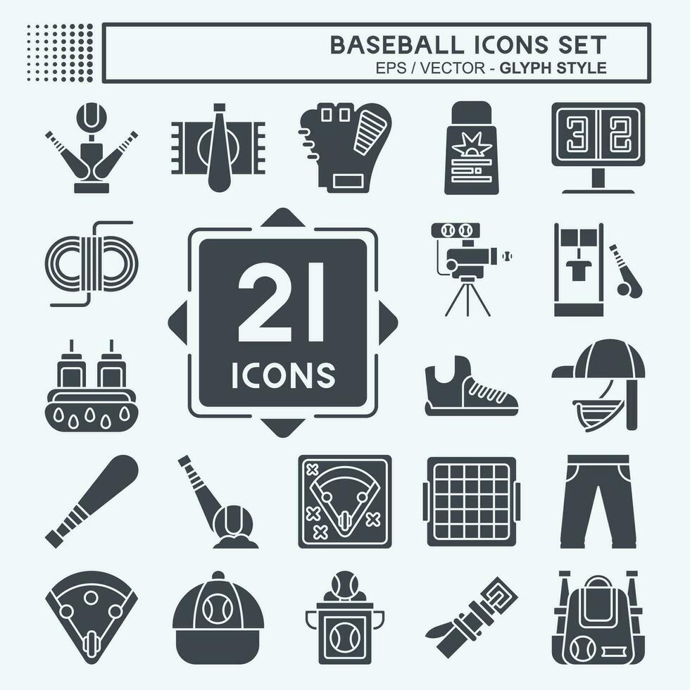 icono conjunto béisbol. relacionado a deporte símbolo. glifo estilo. sencillo diseño editable. sencillo ilustración vector