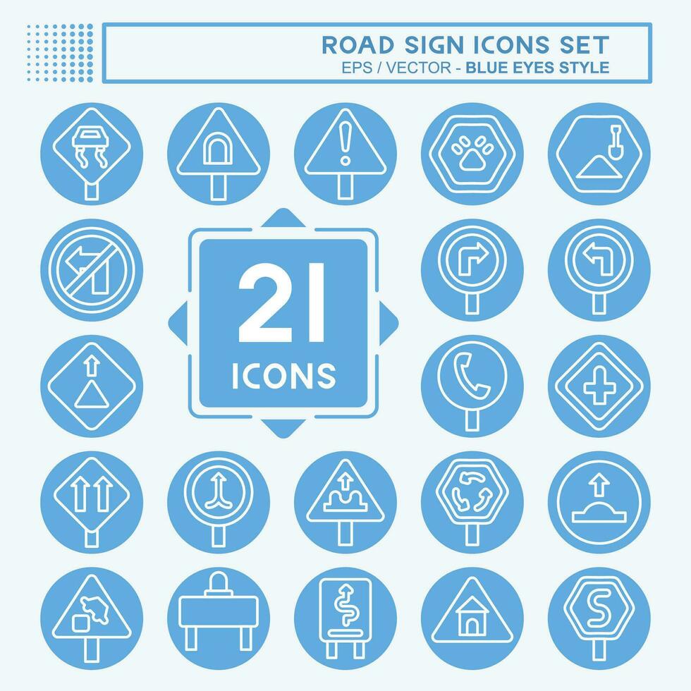 icono conjunto la carretera signo. relacionado a educación símbolo. azul ojos estilo. sencillo diseño editable. sencillo ilustración vector