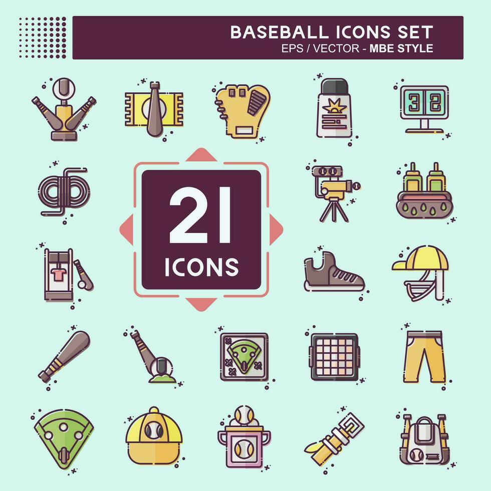 icono conjunto béisbol. relacionado a deporte símbolo. mbe estilo. sencillo diseño editable. sencillo ilustración vector