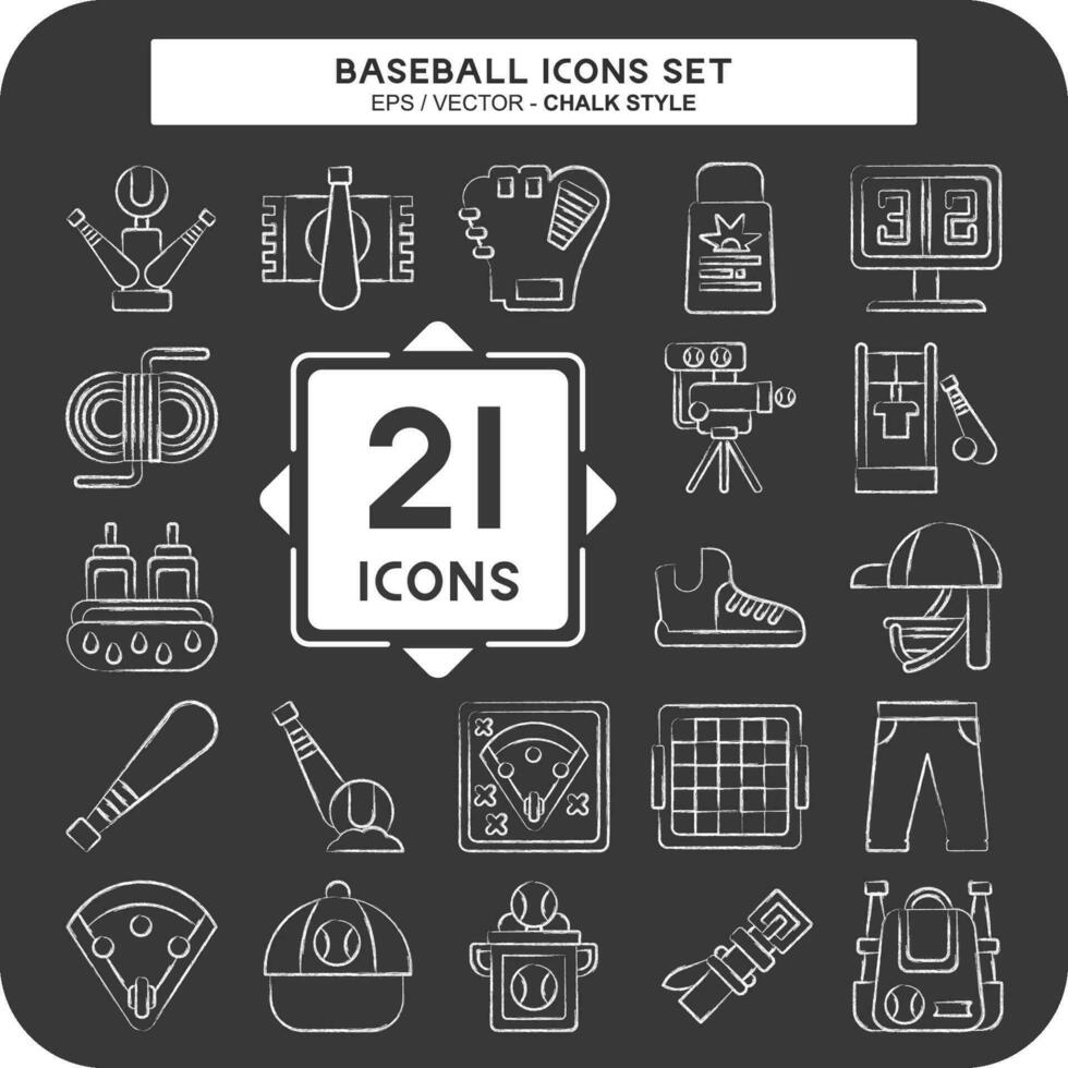 icono conjunto béisbol. relacionado a deporte símbolo. tiza estilo. sencillo diseño editable. sencillo ilustración vector