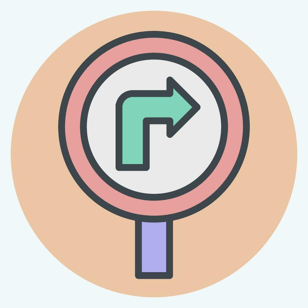 Icon Turn Right Ahead. related to Road Sign symbol. color mate style. simple design editable. simple illustration vector