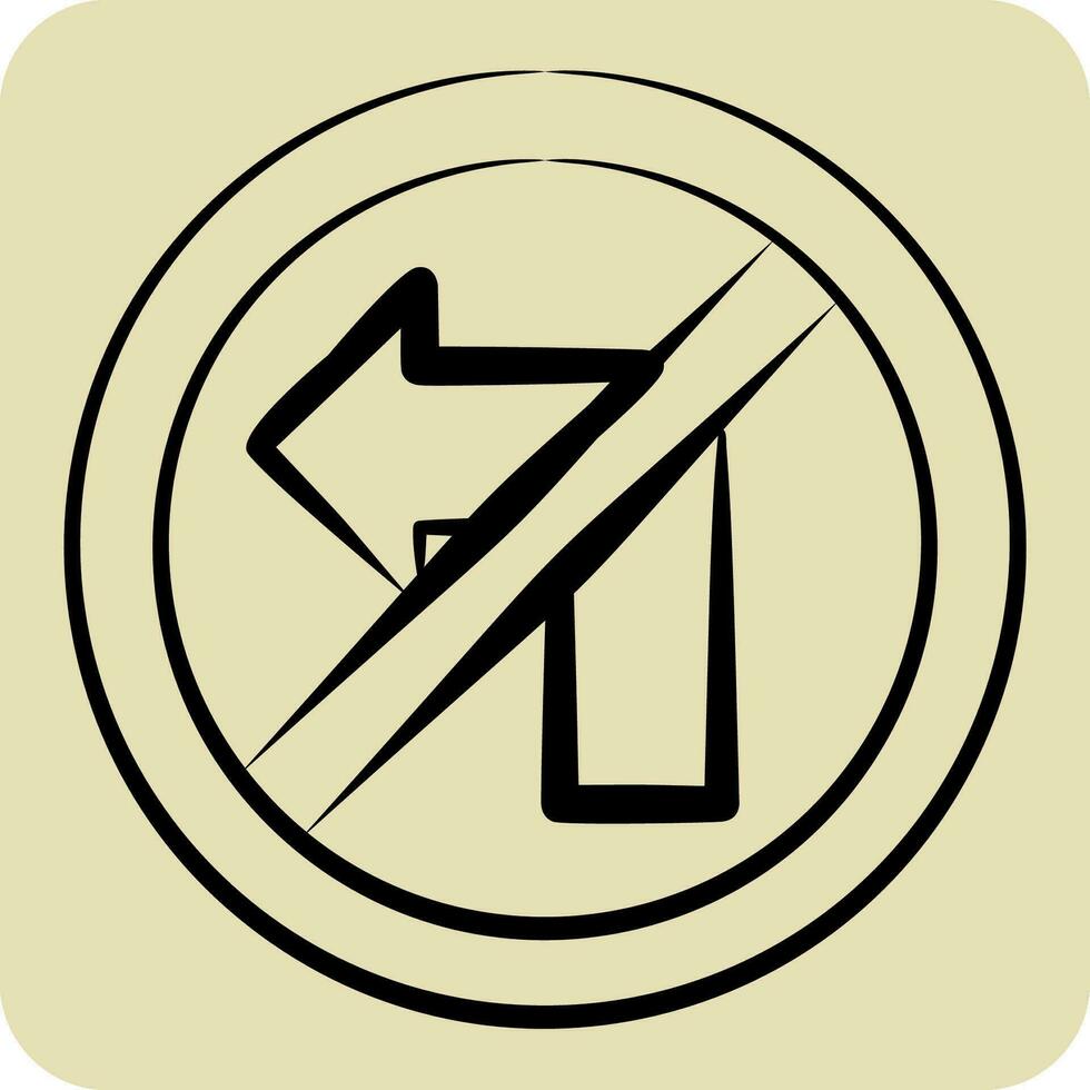 Icon No Left Turn. related to Road Sign symbol. hand drawn style. simple design editable. simple illustration vector