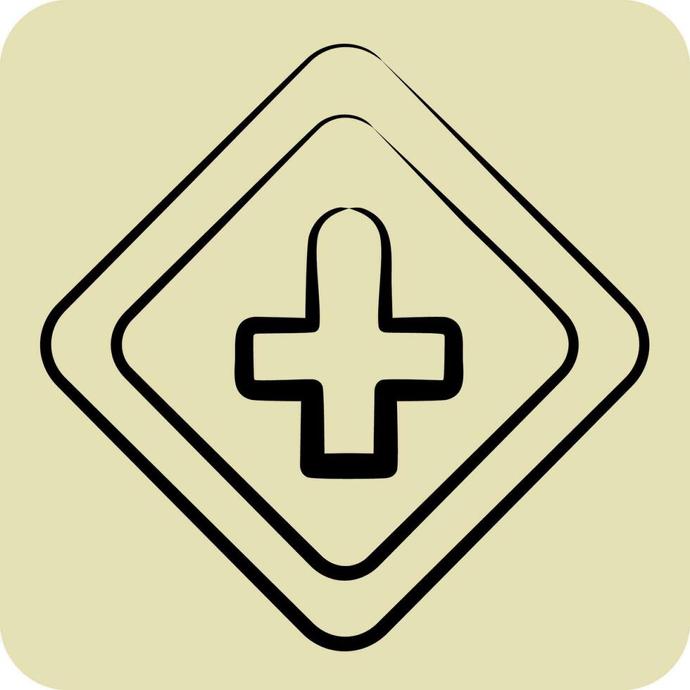 Icon Cross Roads Ahead. related to Road Sign symbol. hand drawn style. simple design editable. simple illustration vector