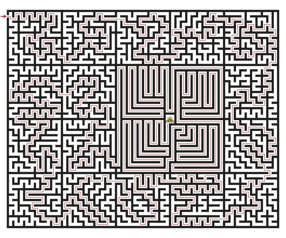 Complex maze rectangular shape ,labyrinth puzzle game vector illustration.