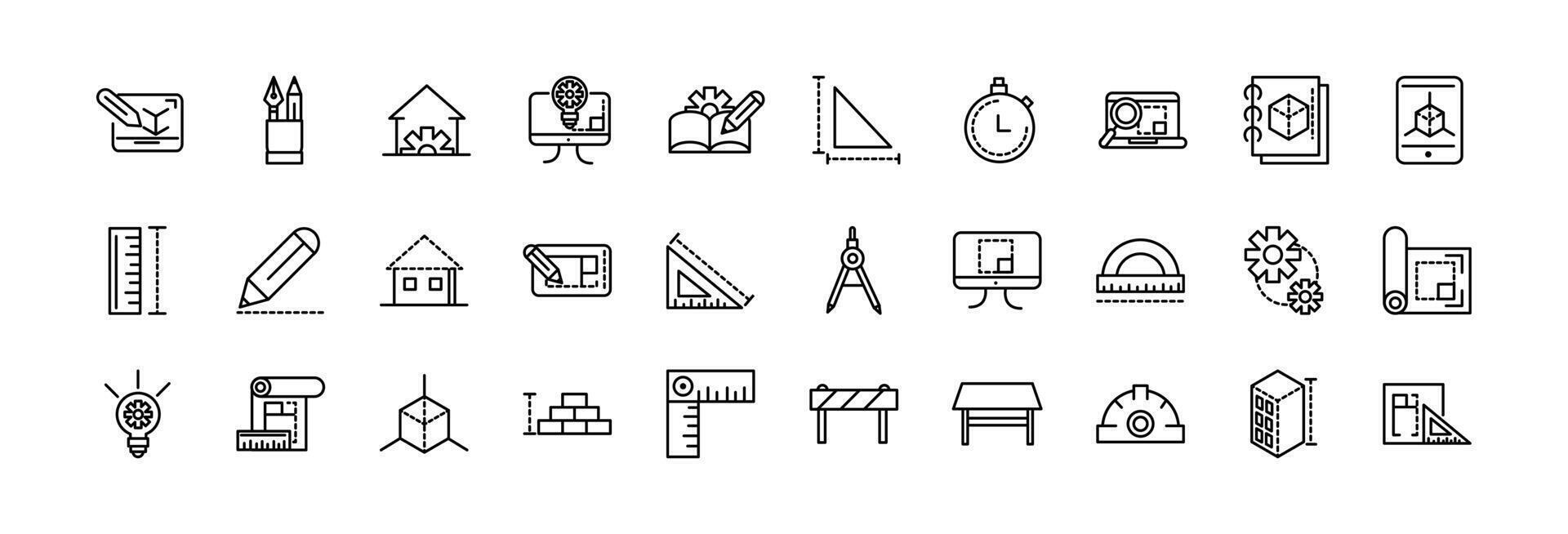 Assorted architecture and construction line icons 30186833 Vector Art