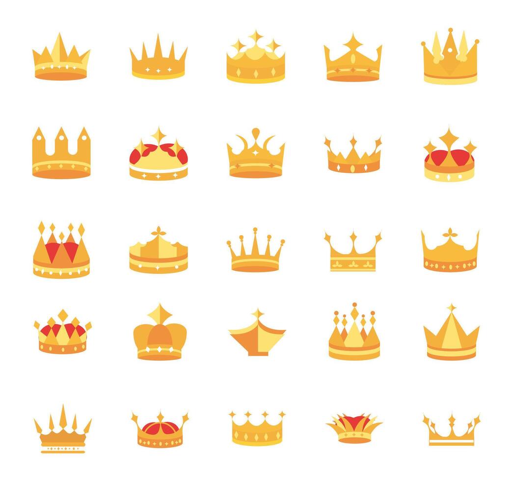 Luxury gold crowns icon set 30186835 Vector Art at Vecteezy