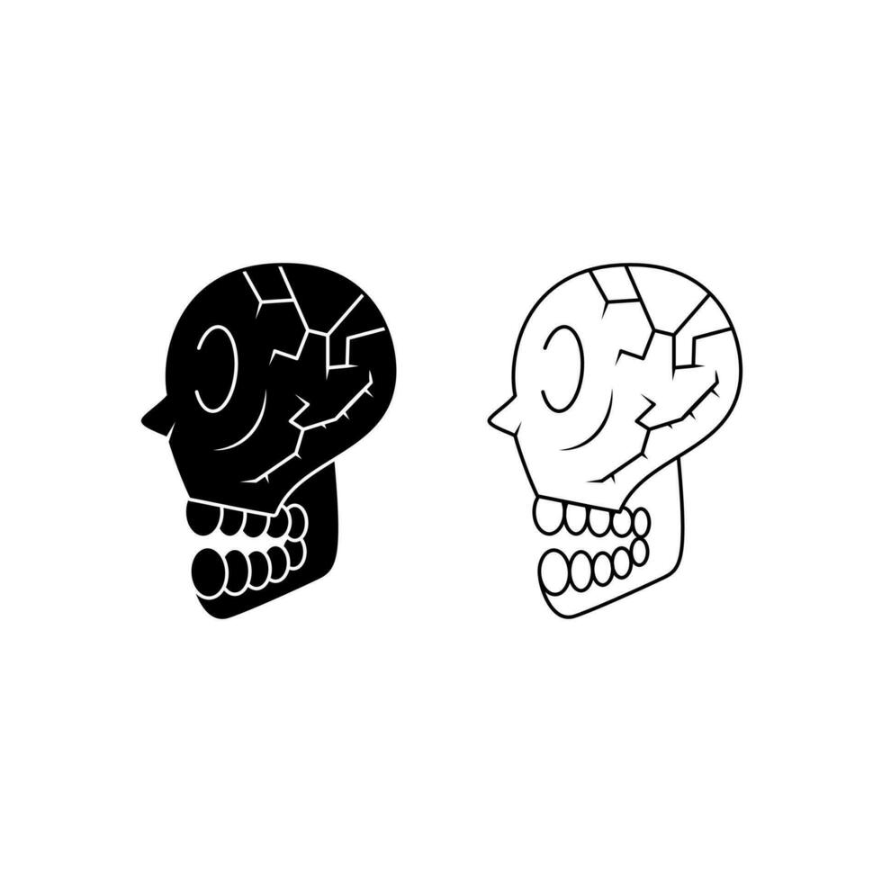 black and white skull illustration. line art, silhouette, simple and sketch style. used for halloween, decoration,  mascot, logo, symbol, sign, print, t shirt design, or coloring vector