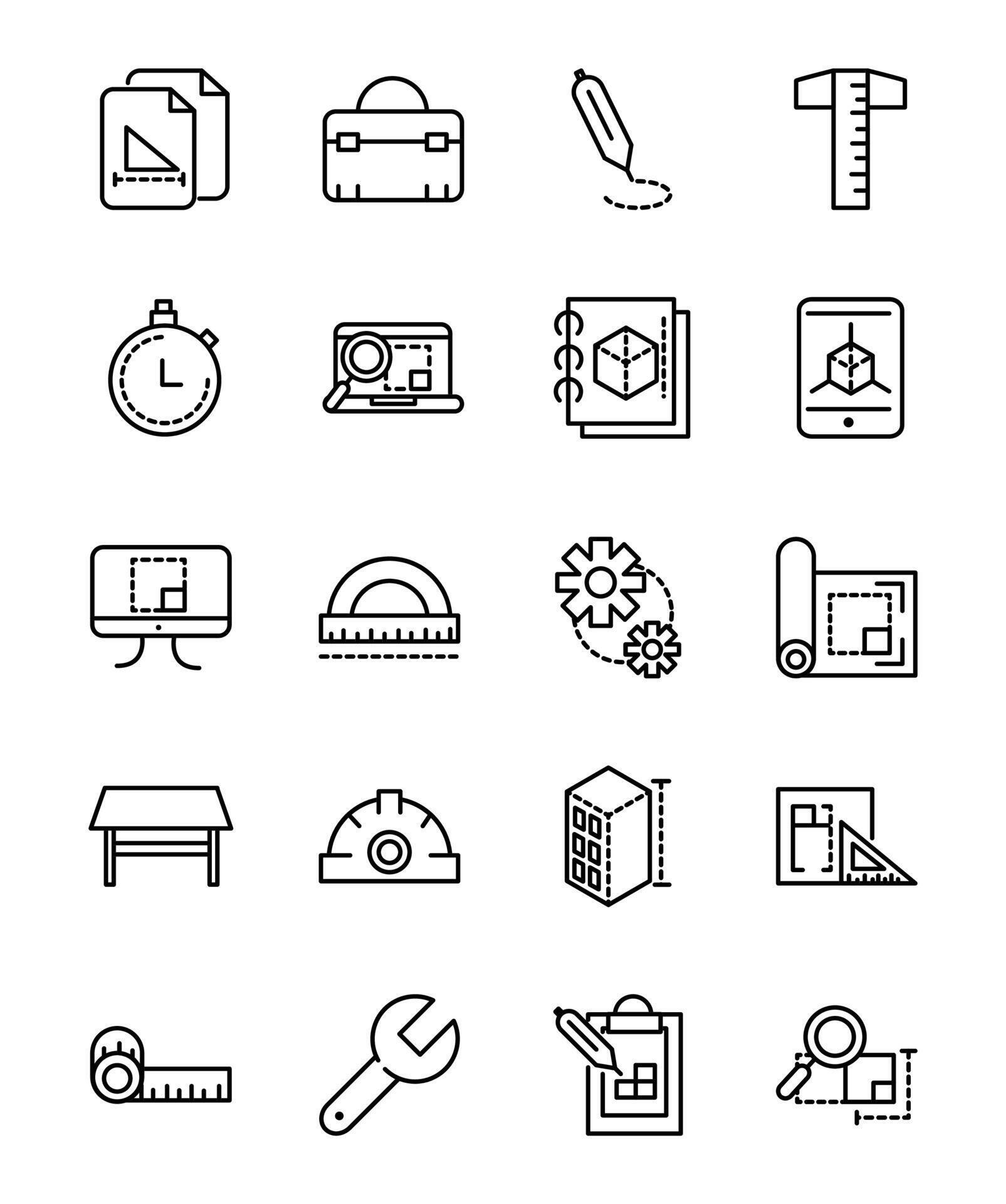 Assorted architecture and construction line icons 30187046 Vector Art
