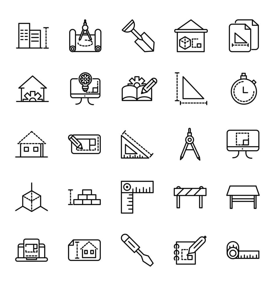 Assorted architecture and construction line icons 30187055 Vector Art