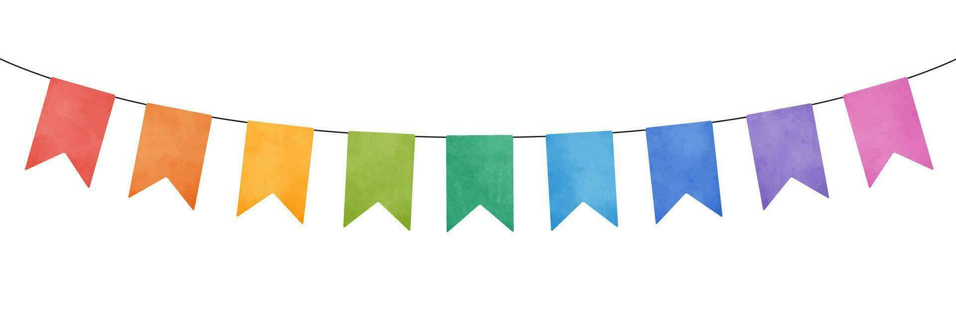 Colorful watercolor carnival garland with decorative holiday flags. vector