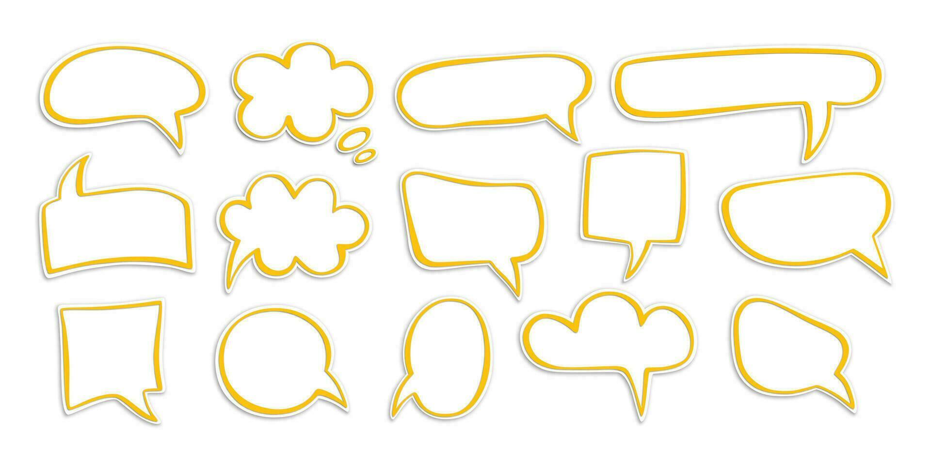 Set of speech bubble, textbox cloud of chat for comment, post, comic. Dialog box icon, message template. Different shape of empty balloons for talk on isolated background vector