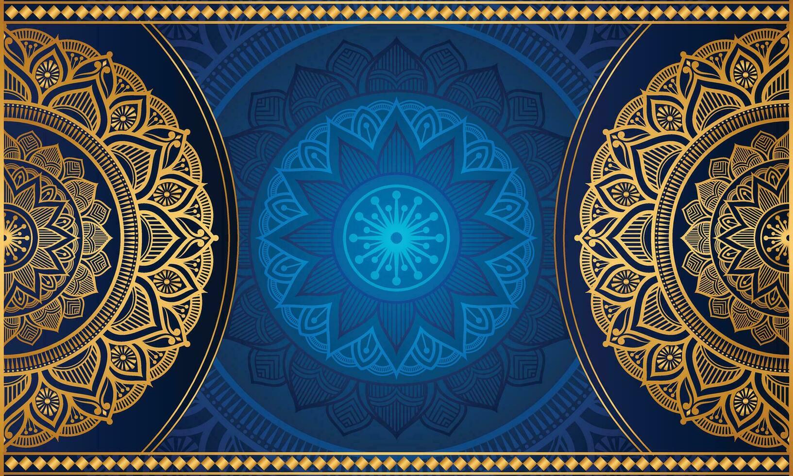 Green golden islamic geometric pattern mandala background arabic banner vector