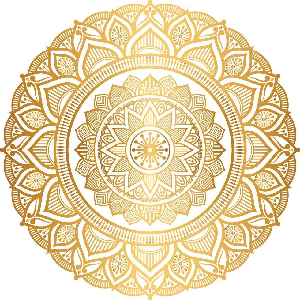 Luxury ornamental mandala design transparent background in gold color vector