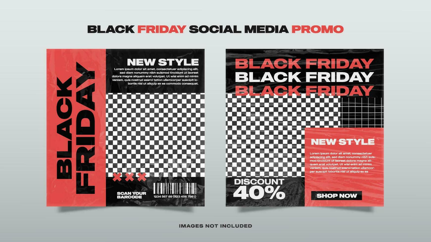 Black Friday Social Media Promo Vector Plastic Wrap Overlay