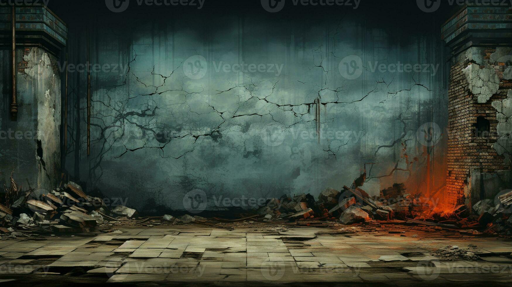 retro brick wall background ai photo