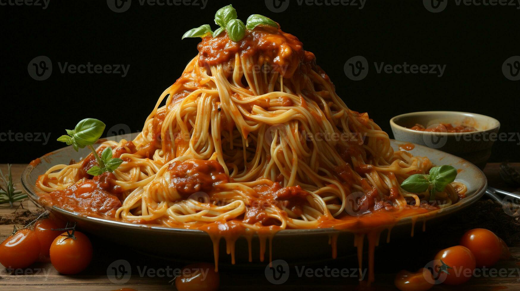 delicioso espaguetis comida plato ai foto