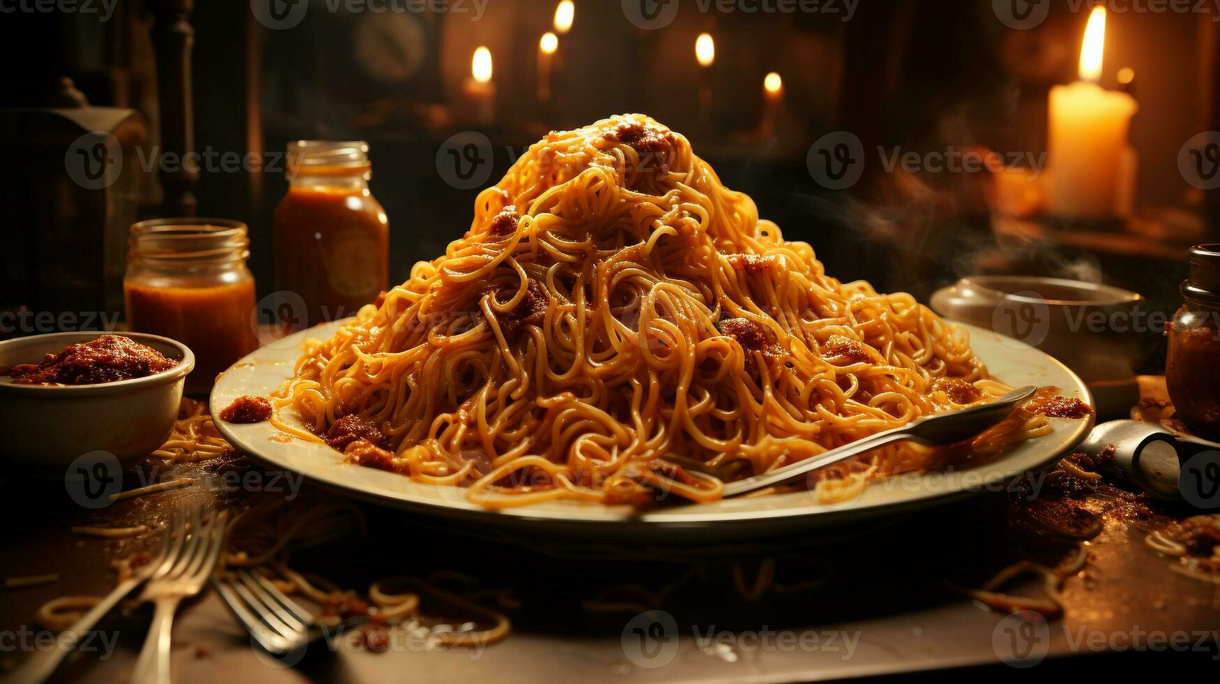 delicious spaghetti food dish ai photo