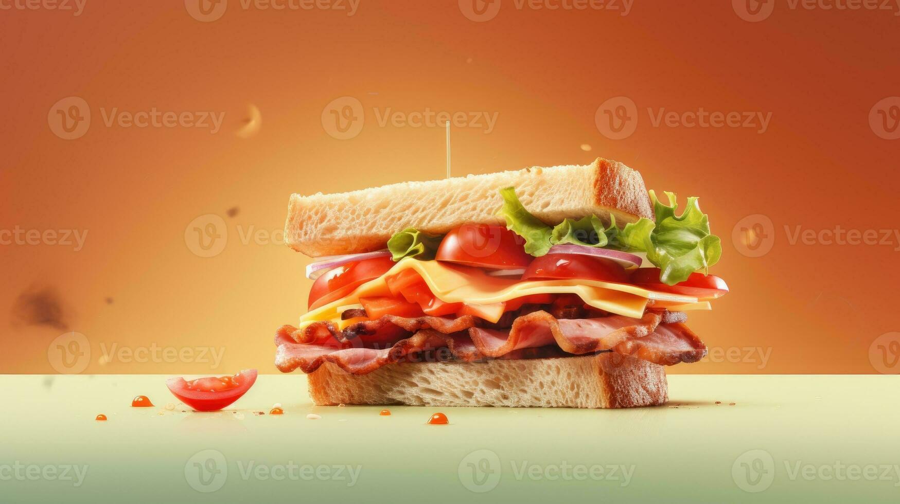 Sandwich. Web banner with copy space. Generative AI photo