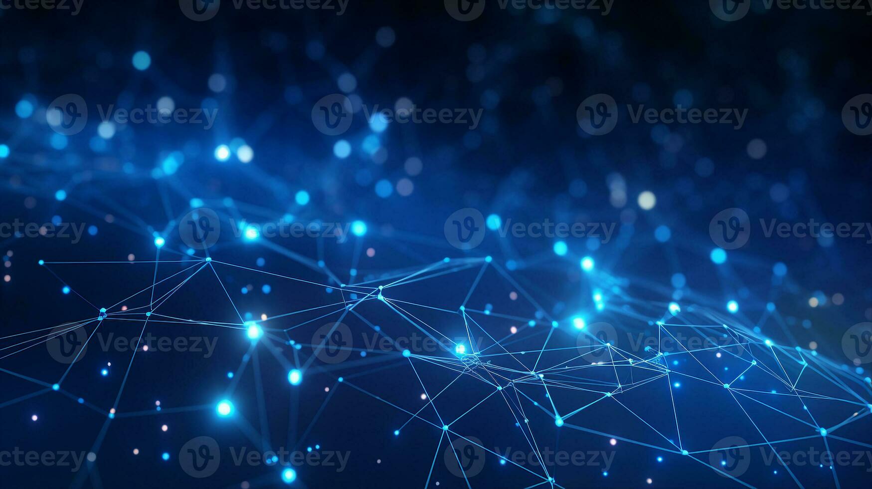Abstract blue background, digital technology, big data and network concept, line wave. Generative AI photo