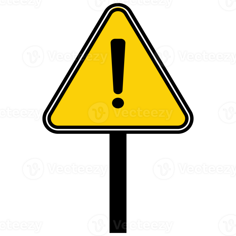 noir ligne exclamation marque dans Triangle symbole icône isolé sur blanc Contexte. danger avertissement signe, minutieux, attention, danger avertissement signe. vecteur illustration png