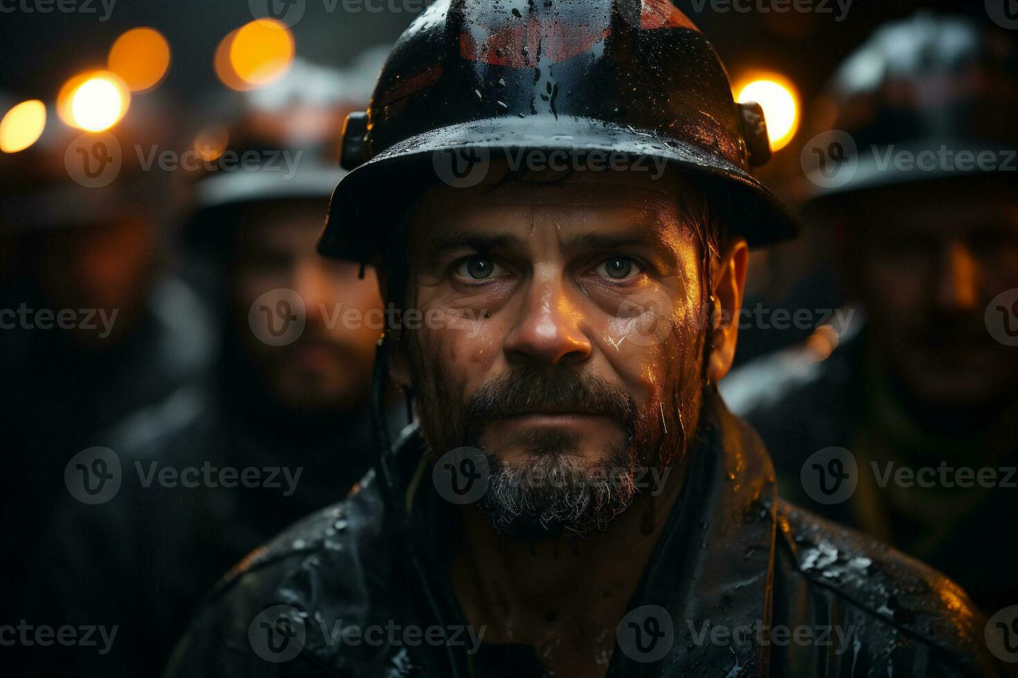 AI Generative. Portrait of a coal miner in a coal mine photo