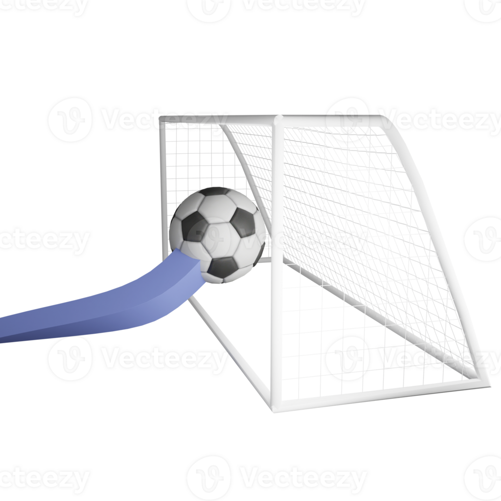 Football hit goal clipart flat design icon isolated on transparent background, 3D render sport and exercise concept png