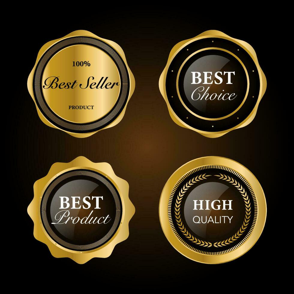 Luxury premium golden badge labels collection vector