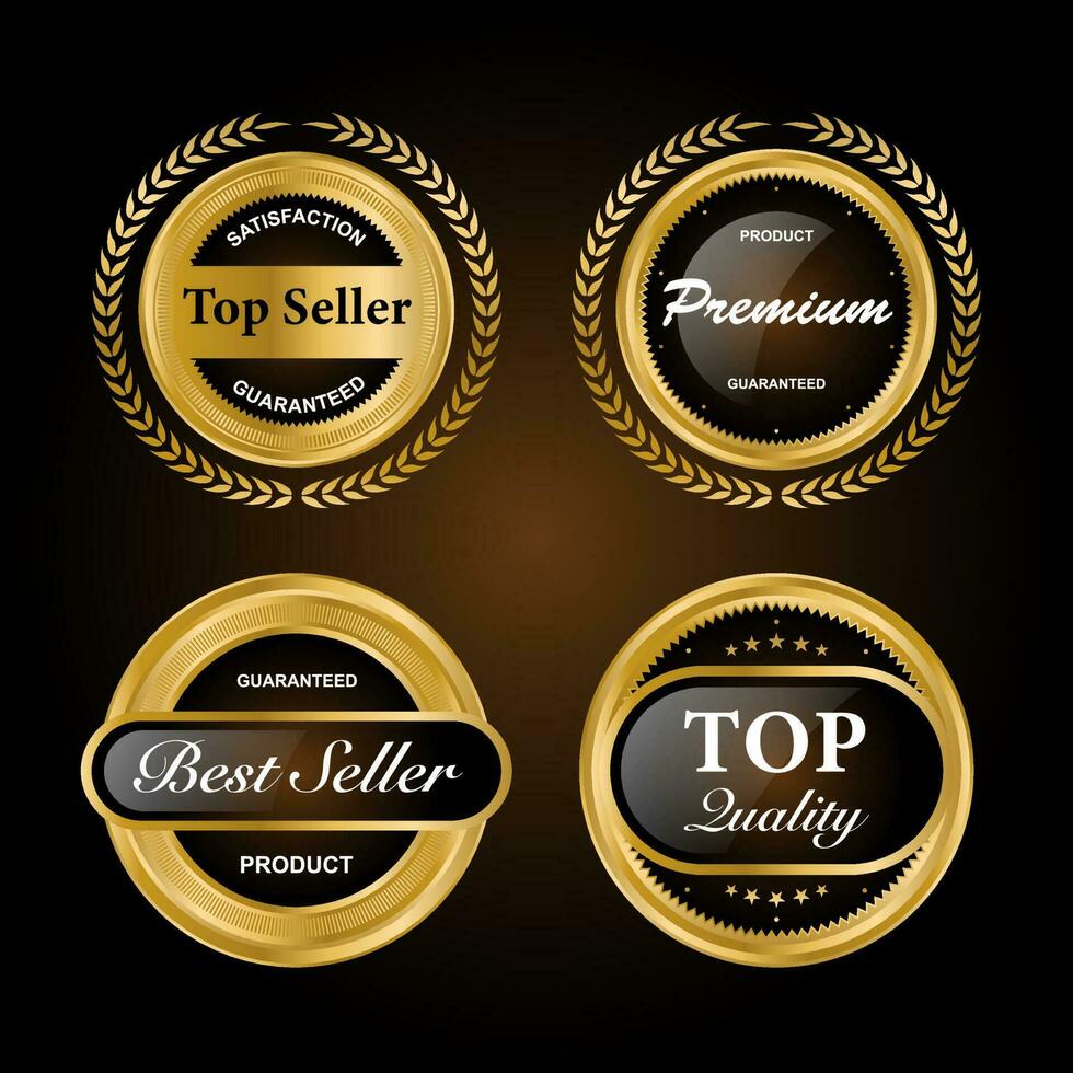 Luxury premium golden badge labels collection vector