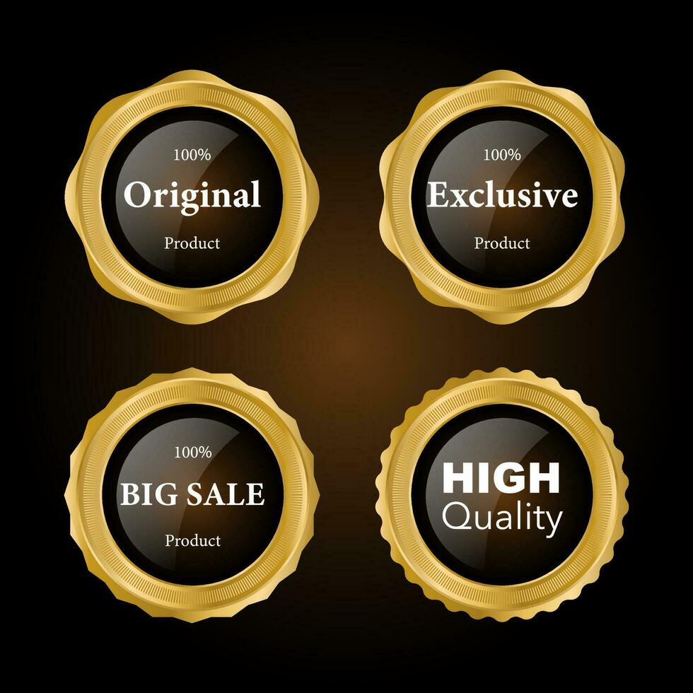 Luxury premium golden badge labels collection vector