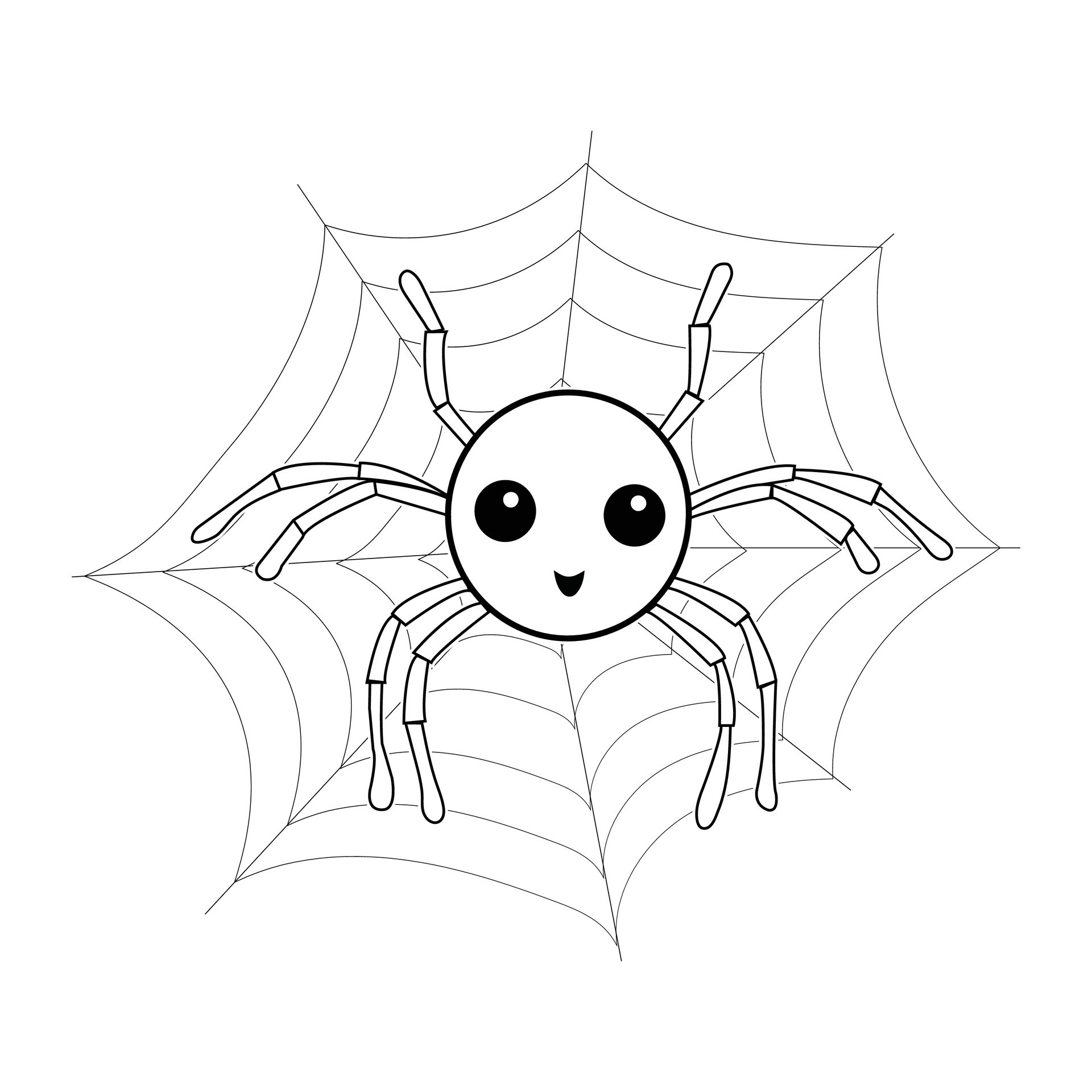 Spider on Spider web Line Art Coloring Pages for kids 30192012 Vector ...