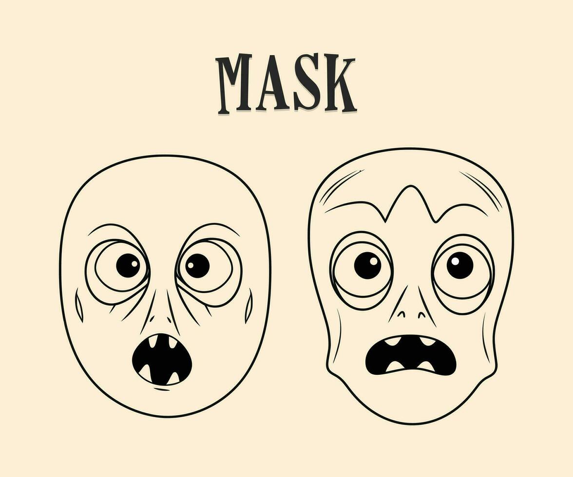 Horror characters masks Vector illustration