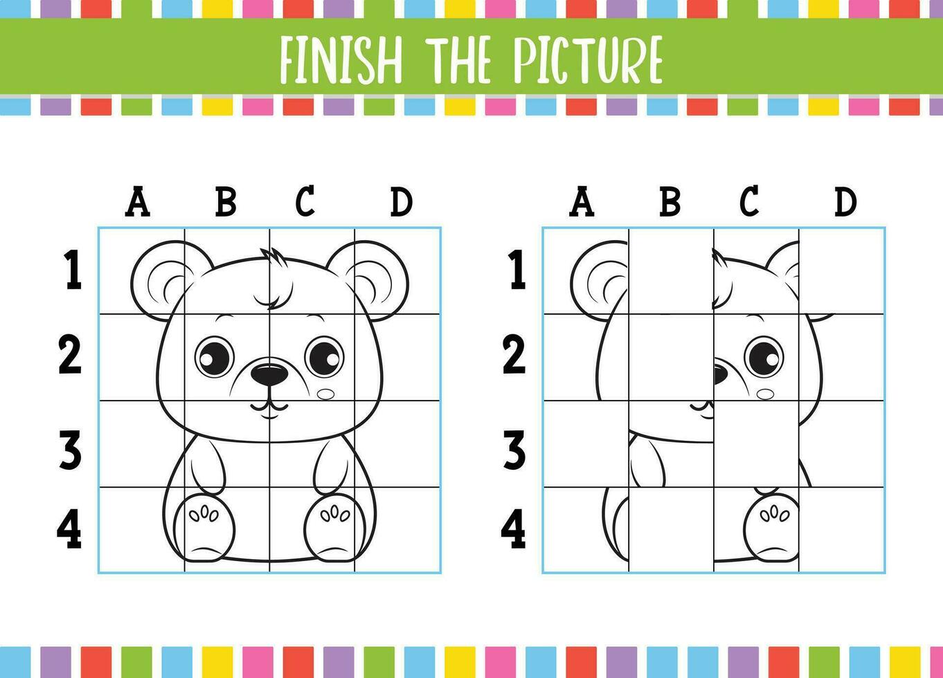 Coloring Book pages Educational Handwriting for Children Finish the picture vector