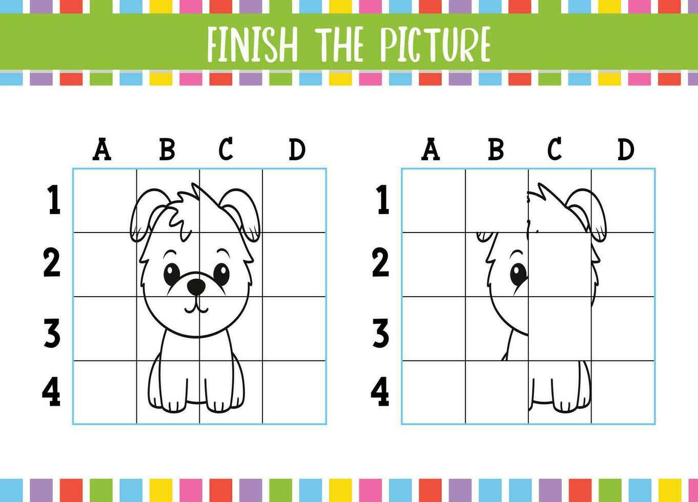 Main FileFinish the Coloring Book Pages Fun Handwriting Worksheet Game vector