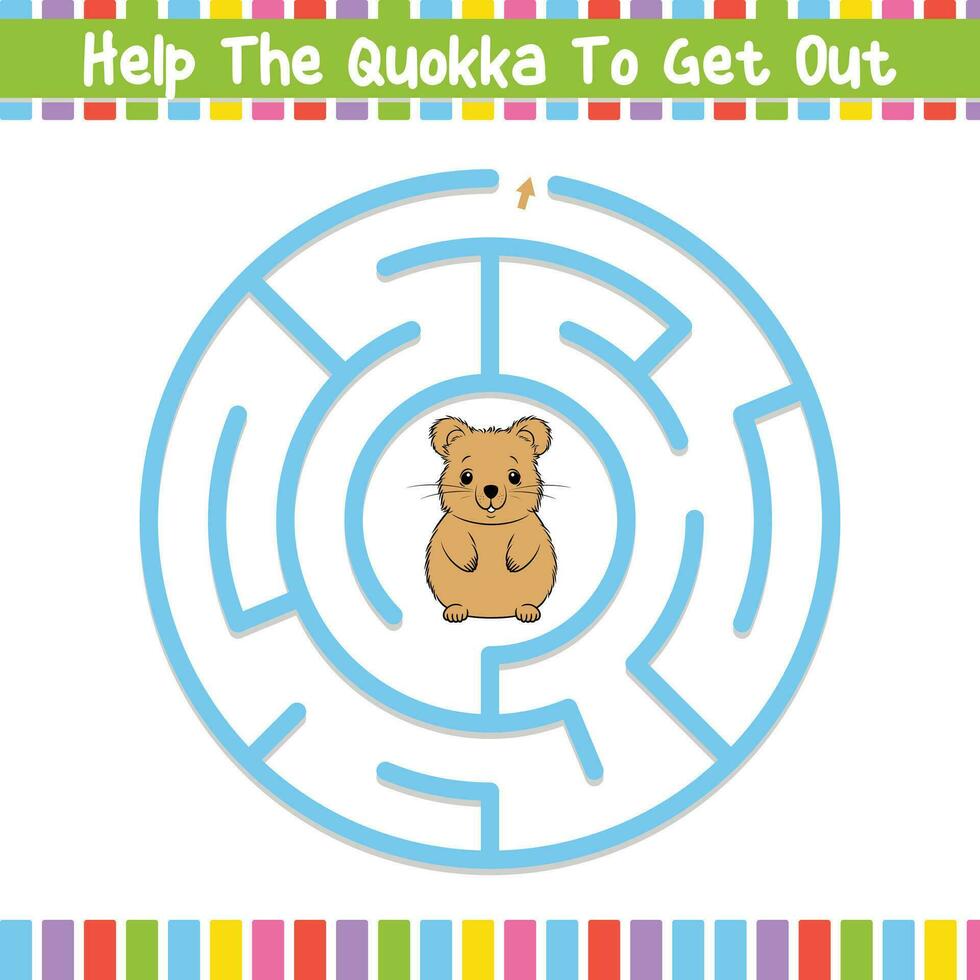 Kids Circular Maze Puzzle Discover the Path Educational Worksheet vector