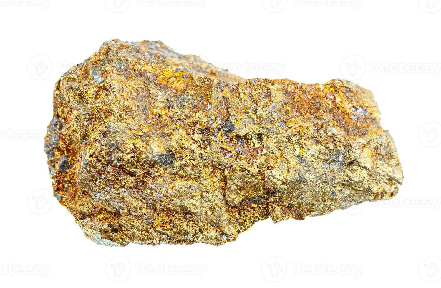 rough Pyrite rock isolated on white photo