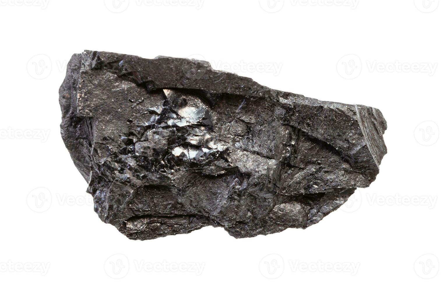 unpolished anthracite hard coal rock isolated photo