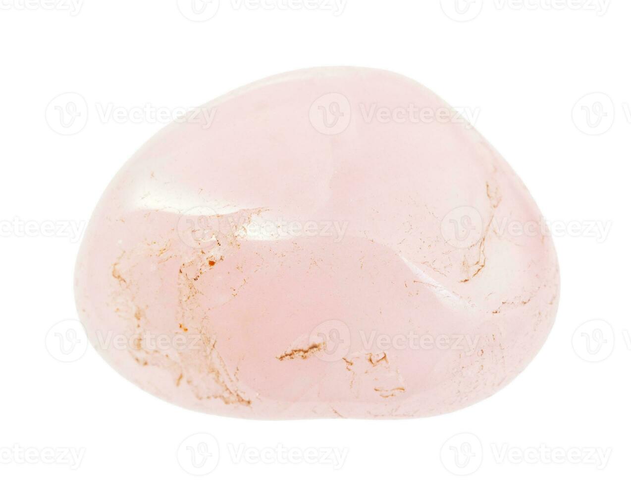 tumbled Rose quartz gem stone isolated on white photo