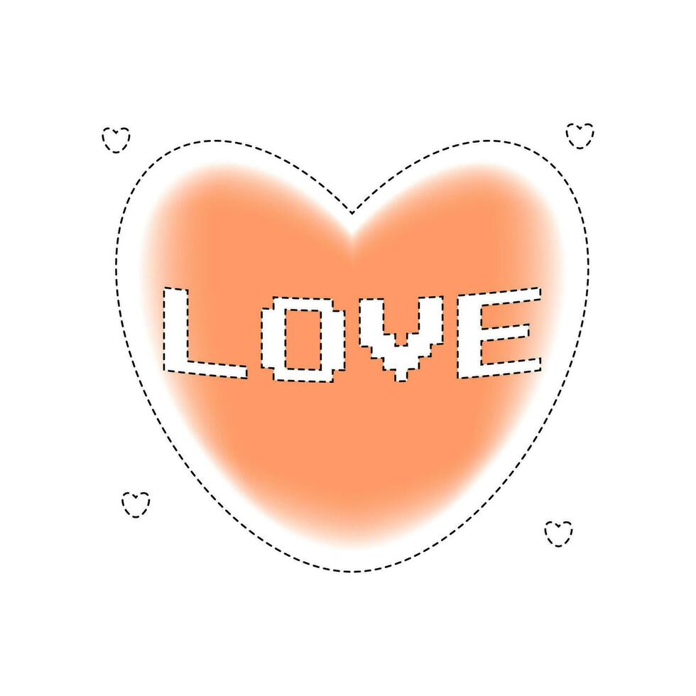 Modern design templates of Valentines day and Love card, banner, poster, cover. White background. Style y2k. Pale orange colors. Vector illustration