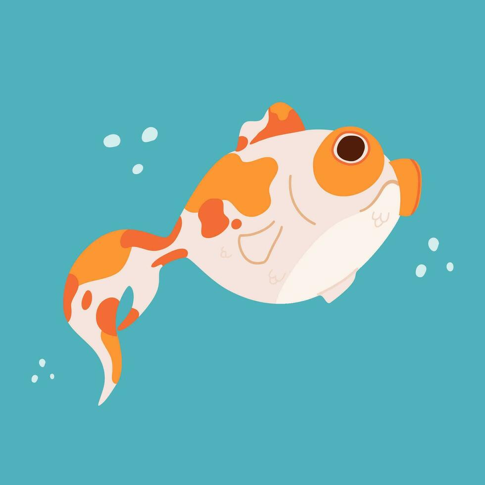 A friendly cartoon goldfish and gold fish character. Vector illustration