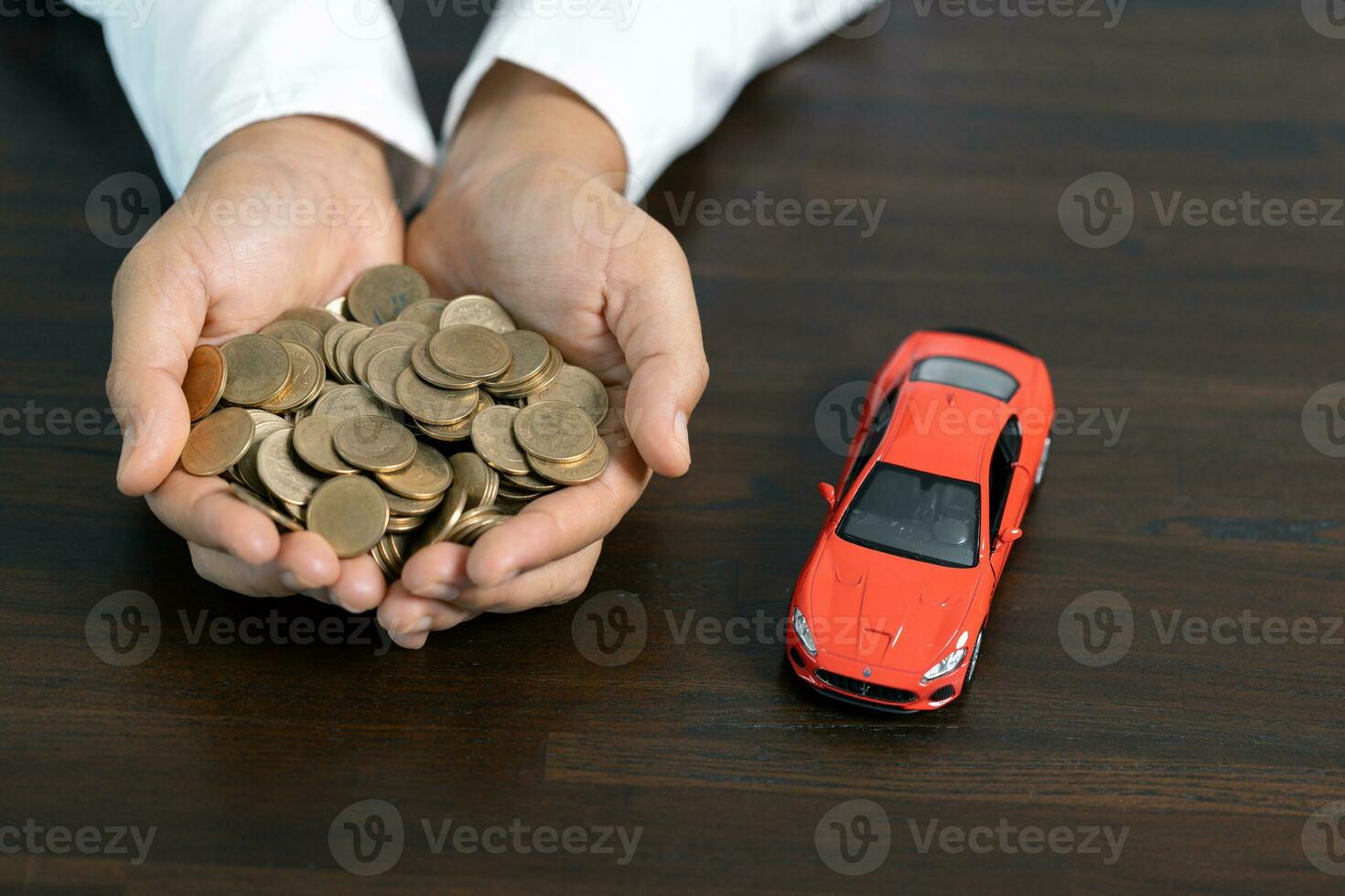 New car gift. Auto dealership and rental concept background. Saving money for car concept, trade car for cash concept, finance concept. photo