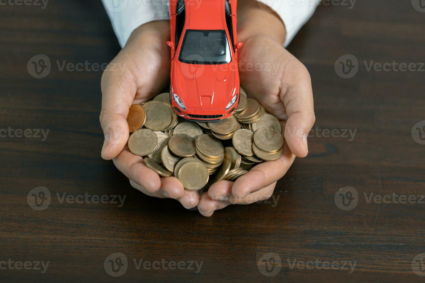 New car gift. Auto dealership and rental concept background. Saving money for car concept, trade car for cash concept, finance concept. photo