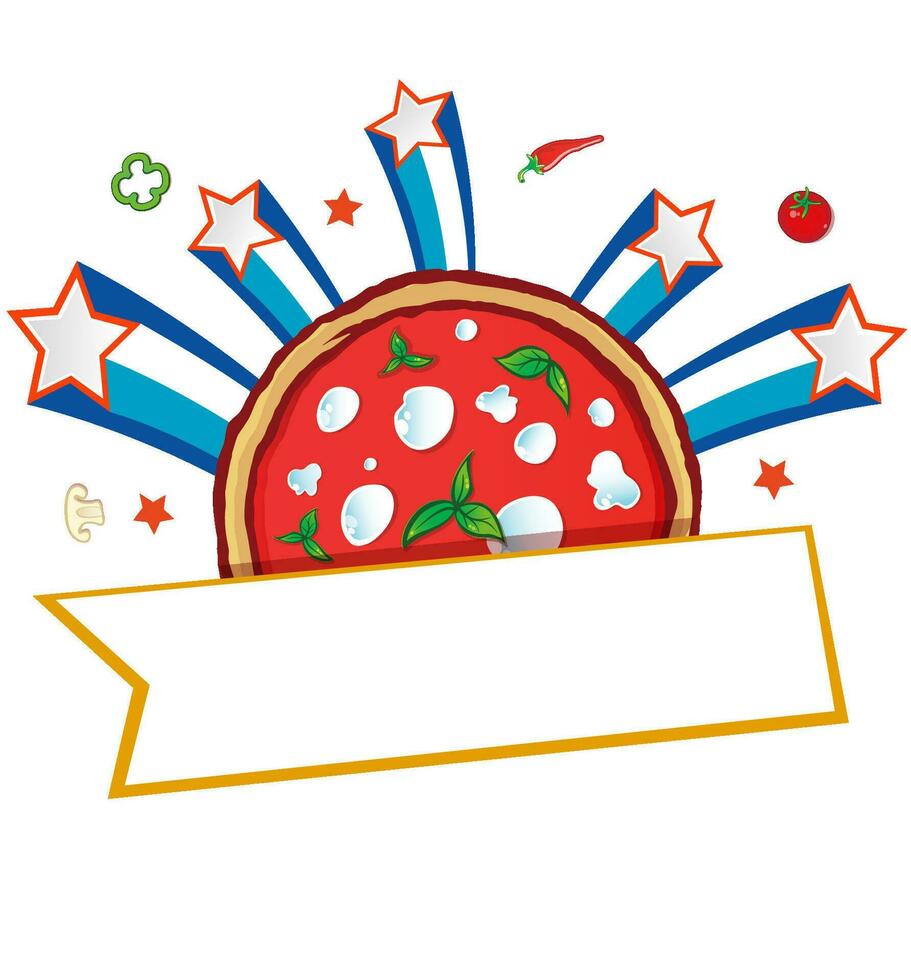 Logo pizza with stars isolated on white vector
